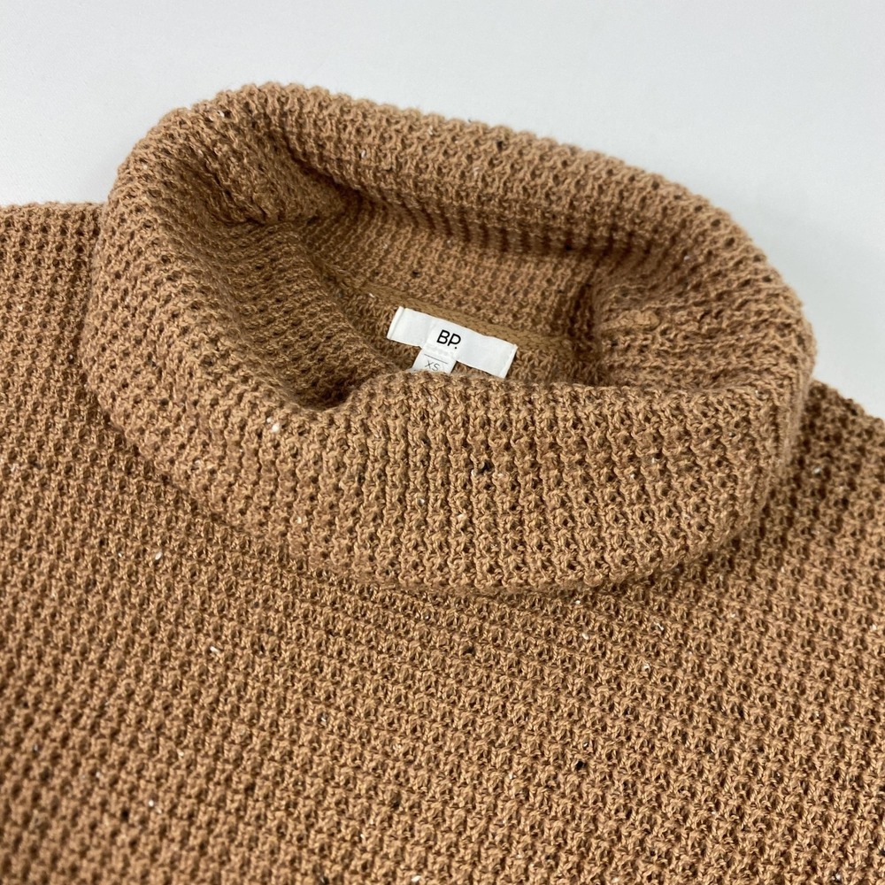 BP Nordstrom Sweater Womens XS Brown Tan‎ Turtleneck Waffle Knit Chunky Cozy